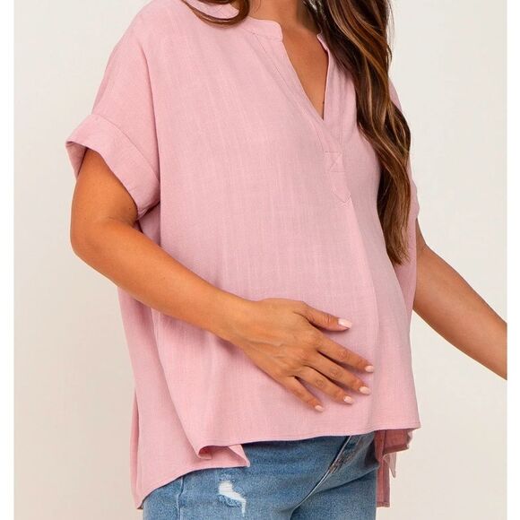 First Love Tops - Pink maternity hi-low top
